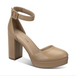 Sun + Stone Women's Birdey Ankle Strap Block Heel Platform Pumps Nude 10M NWB